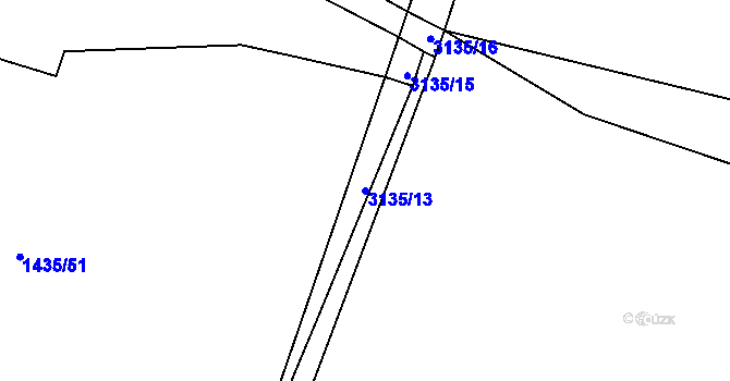 Parcela st. 3135/13 v KÚ Rokycany, Katastrální mapa