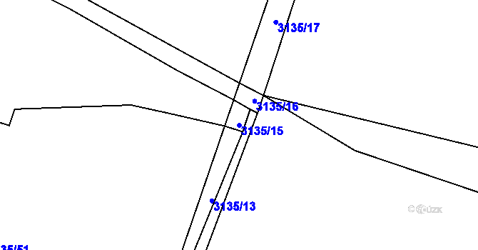 Parcela st. 3135/15 v KÚ Rokycany, Katastrální mapa