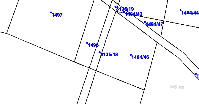 Parcela st. 3135/18 v KÚ Rokycany, Katastrální mapa