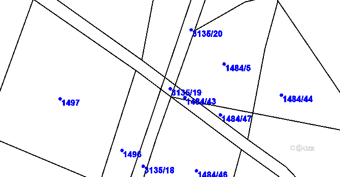 Parcela st. 3135/19 v KÚ Rokycany, Katastrální mapa
