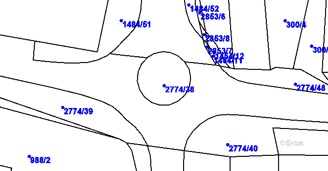 Parcela st. 2774/38 v KÚ Rokycany, Katastrální mapa