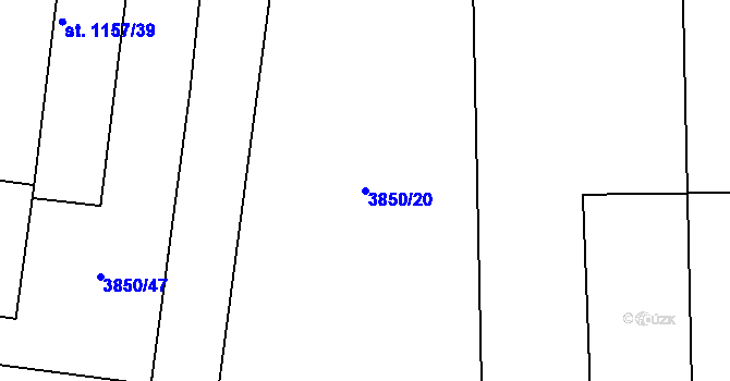 Parcela st. 3850/20 v KÚ Rokycany, Katastrální mapa