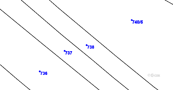 Parcela st. 738 v KÚ Rokycany, Katastrální mapa