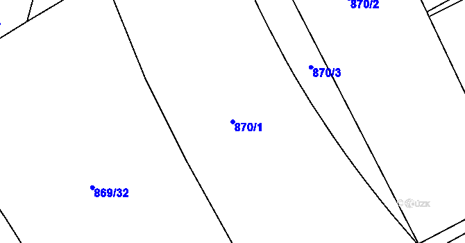 Parcela st. 870/1 v KÚ Rokycany, Katastrální mapa