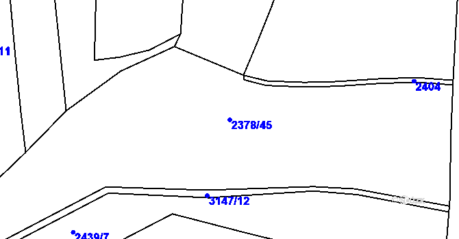 Parcela st. 2378/45 v KÚ Rokycany, Katastrální mapa
