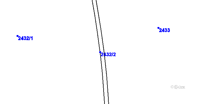 Parcela st. 2432/2 v KÚ Rokycany, Katastrální mapa