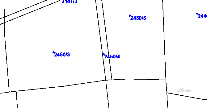 Parcela st. 2450/4 v KÚ Rokycany, Katastrální mapa