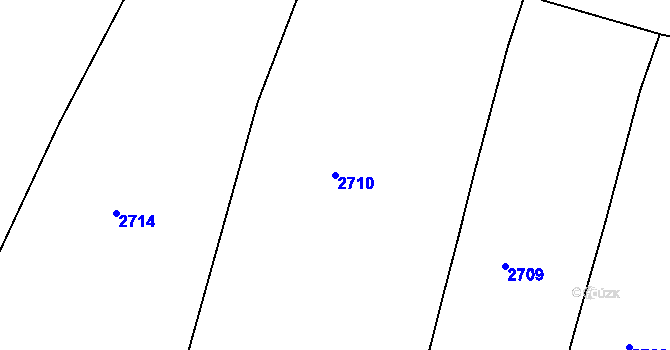 Parcela st. 2710 v KÚ Rokycany, Katastrální mapa