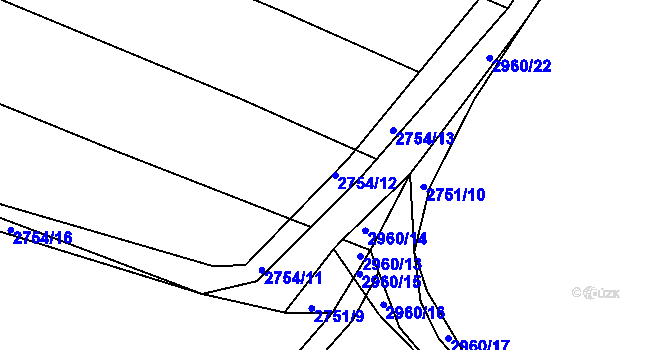 Parcela st. 2754/12 v KÚ Rokycany, Katastrální mapa