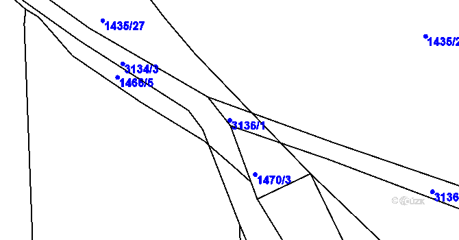 Parcela st. 3136/1 v KÚ Rokycany, Katastrální mapa