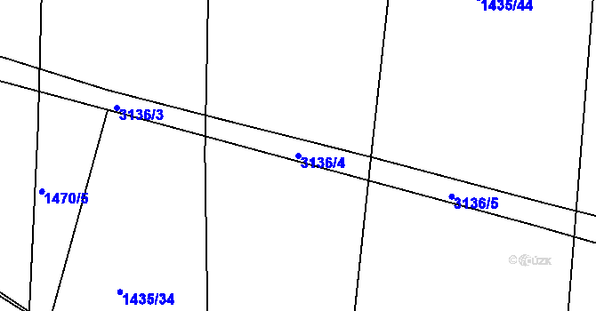 Parcela st. 3136/4 v KÚ Rokycany, Katastrální mapa