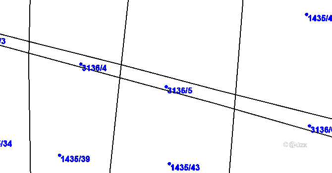 Parcela st. 3136/5 v KÚ Rokycany, Katastrální mapa