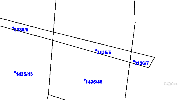 Parcela st. 3136/6 v KÚ Rokycany, Katastrální mapa
