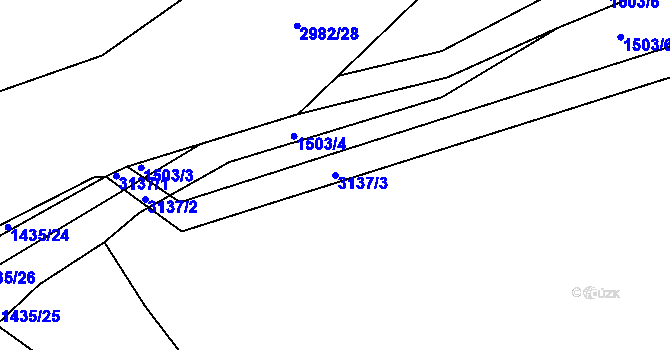 Parcela st. 3137/3 v KÚ Rokycany, Katastrální mapa