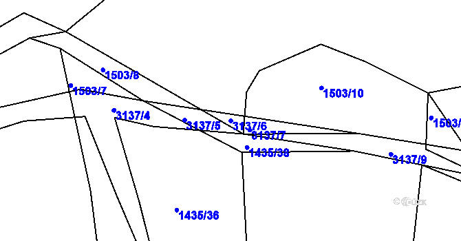 Parcela st. 3137/6 v KÚ Rokycany, Katastrální mapa