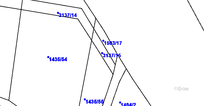 Parcela st. 3137/15 v KÚ Rokycany, Katastrální mapa