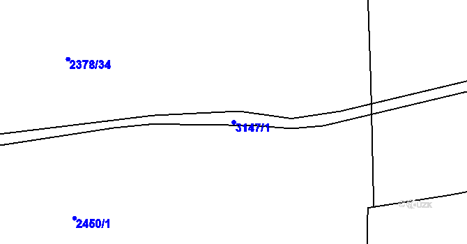 Parcela st. 3147/1 v KÚ Rokycany, Katastrální mapa