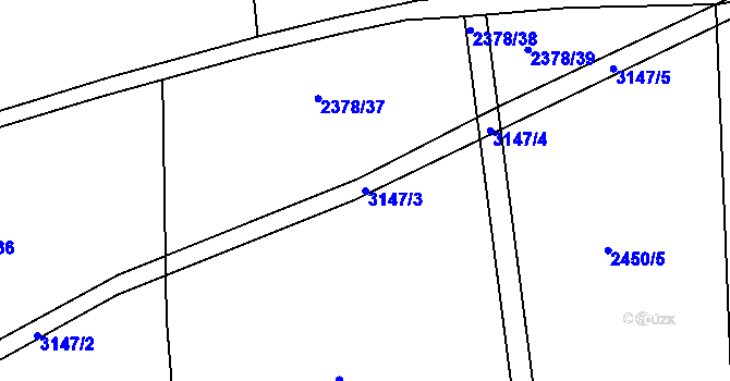 Parcela st. 3147/3 v KÚ Rokycany, Katastrální mapa