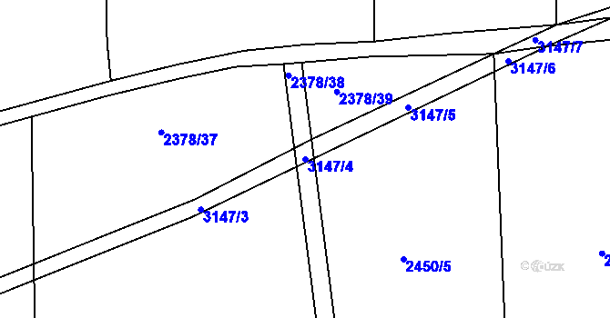 Parcela st. 3147/4 v KÚ Rokycany, Katastrální mapa