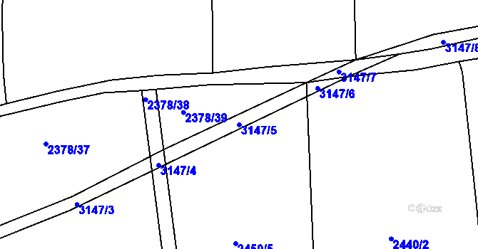 Parcela st. 3147/5 v KÚ Rokycany, Katastrální mapa