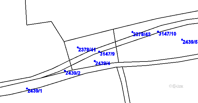 Parcela st. 3147/9 v KÚ Rokycany, Katastrální mapa