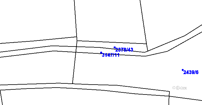 Parcela st. 3147/11 v KÚ Rokycany, Katastrální mapa