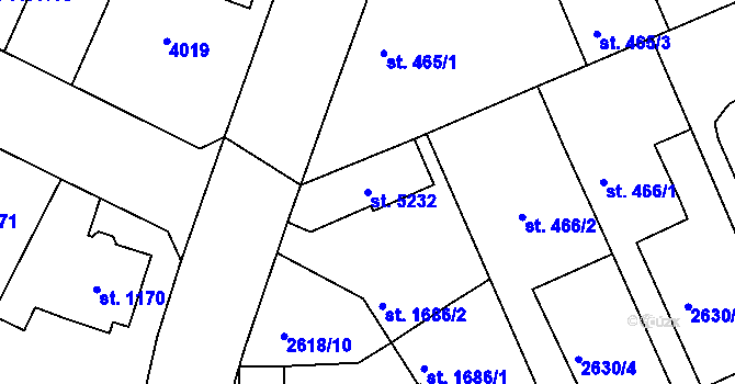 Parcela st. 5232 v KÚ Rokycany, Katastrální mapa
