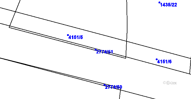 Parcela st. 2774/51 v KÚ Rokycany, Katastrální mapa