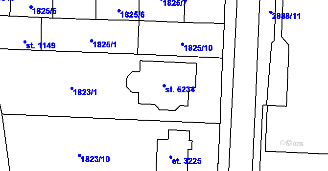 Parcela st. 5234 v KÚ Rokycany, Katastrální mapa