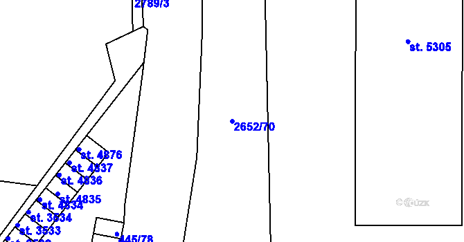 Parcela st. 2652/70 v KÚ Rokycany, Katastrální mapa
