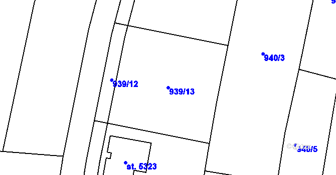 Parcela st. 939/13 v KÚ Rokycany, Katastrální mapa