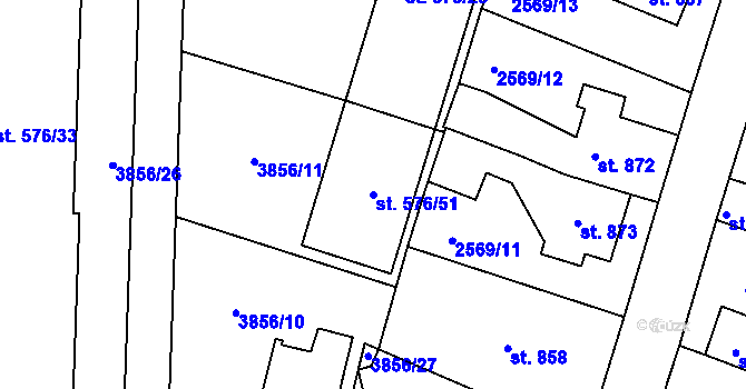 Parcela st. 576/51 v KÚ Rokycany, Katastrální mapa