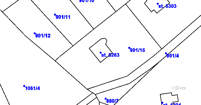 Parcela st. 5263 v KÚ Rokycany, Katastrální mapa