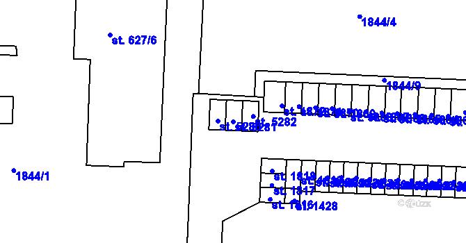 Parcela st. 5281 v KÚ Rokycany, Katastrální mapa