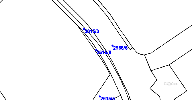 Parcela st. 2615/8 v KÚ Rokycany, Katastrální mapa