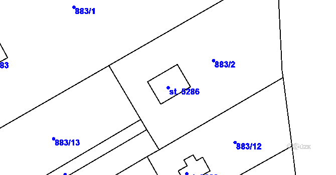 Parcela st. 5286 v KÚ Rokycany, Katastrální mapa