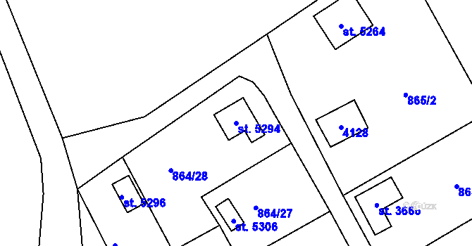 Parcela st. 5294 v KÚ Rokycany, Katastrální mapa