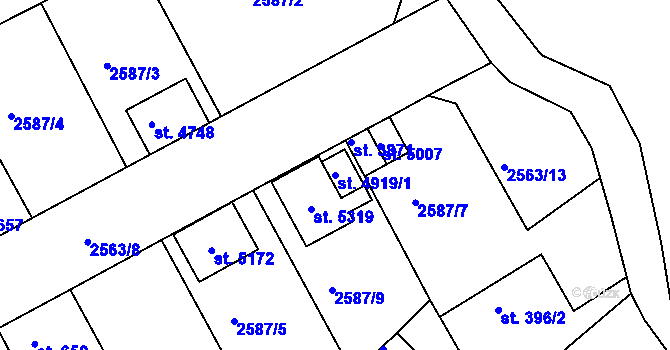 Parcela st. 4919/1 v KÚ Rokycany, Katastrální mapa