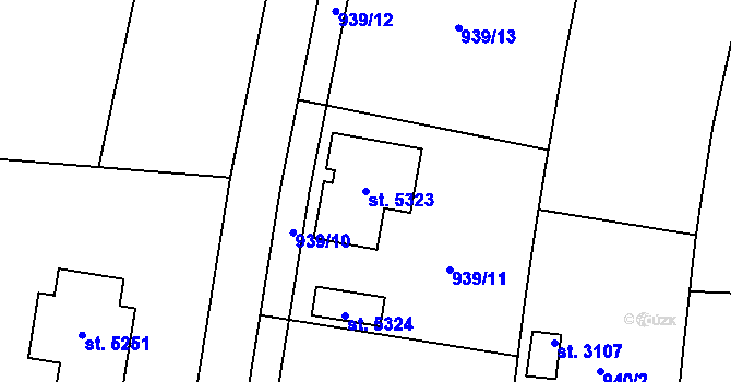 Parcela st. 5323 v KÚ Rokycany, Katastrální mapa