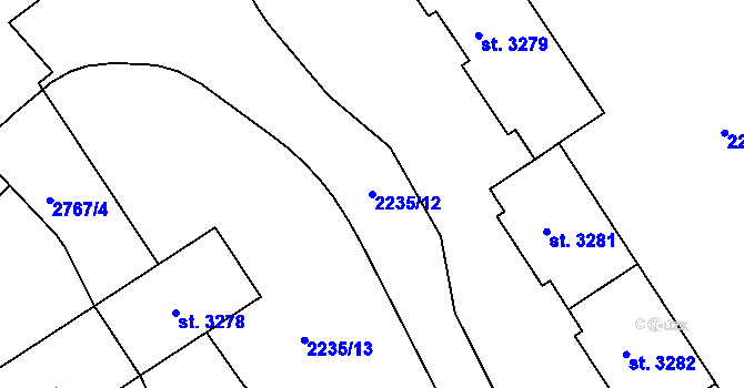 Parcela st. 2235/12 v KÚ Rokycany, Katastrální mapa