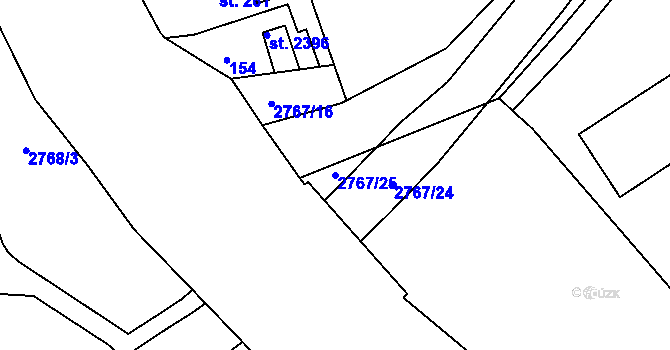 Parcela st. 2767/25 v KÚ Rokycany, Katastrální mapa
