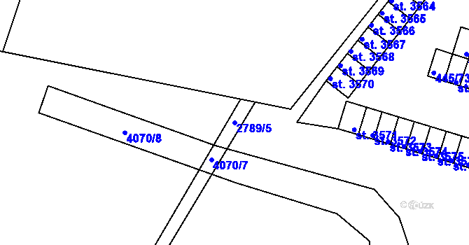 Parcela st. 2789/5 v KÚ Rokycany, Katastrální mapa