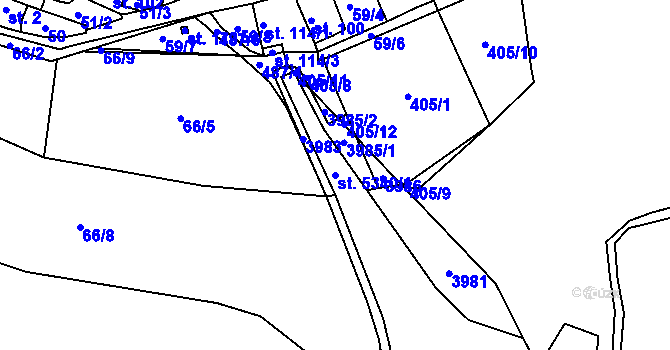 Parcela st. 5340/1 v KÚ Rokycany, Katastrální mapa