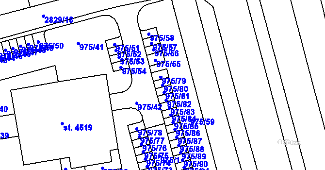 Parcela st. 975/80 v KÚ Rokycany, Katastrální mapa
