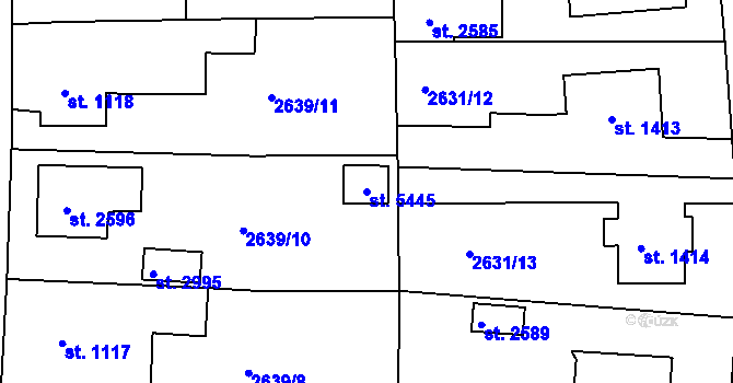 Parcela st. 5445 v KÚ Rokycany, Katastrální mapa