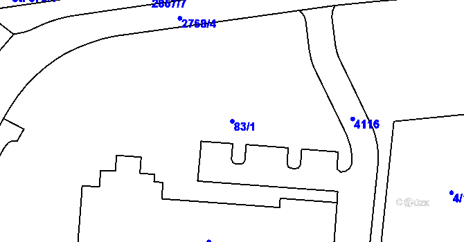 Parcela st. 83/1 v KÚ Rokycany, Katastrální mapa