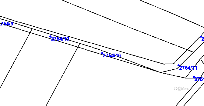 Parcela st. 2754/16 v KÚ Rokycany, Katastrální mapa
