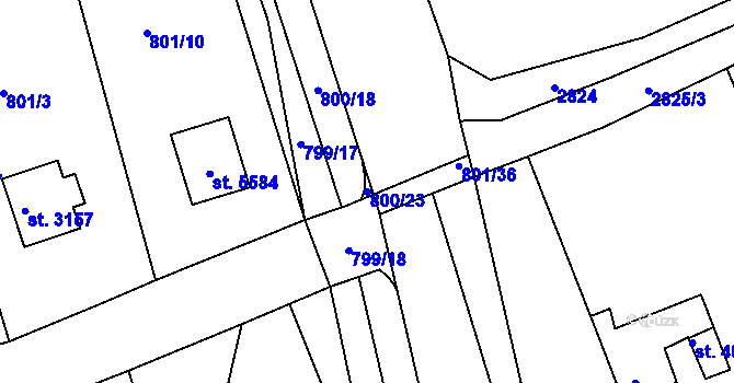 Parcela st. 800/23 v KÚ Rokycany, Katastrální mapa