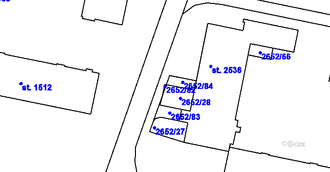 Parcela st. 2652/82 v KÚ Rokycany, Katastrální mapa