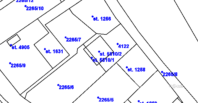 Parcela st. 5510/2 v KÚ Rokycany, Katastrální mapa